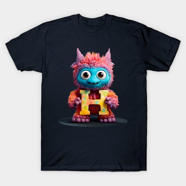 Cute Monster for Kids Alphabet Letter H Funny Back to School T-Shirt by Ariela-Alez